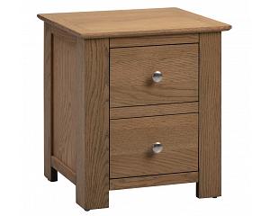 Smoked oak 2 drawer bedside cabinet. Solid oak. No assembly required!